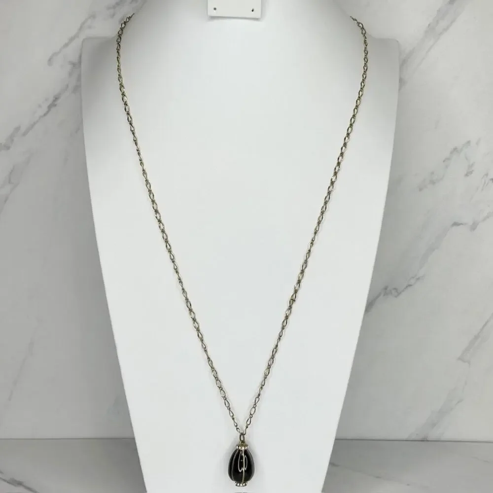 J.Crew Rhinestone Black Bead Pendant Gold Necklace ✨